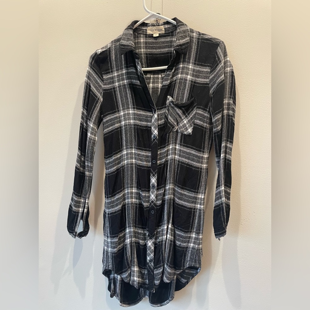 Anthropologie Cloth & Stone Plaid Shirt Dress XS